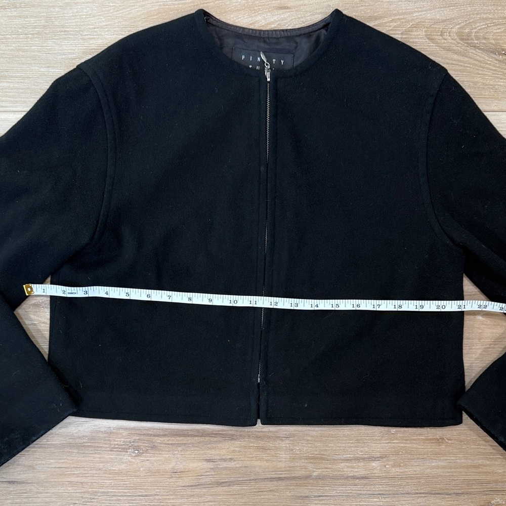 Finity Black Cropped Zip Up Wool Jacket - image 3